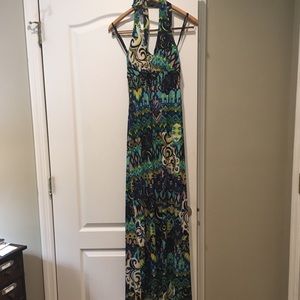 Bright beautiful halter maxi dress